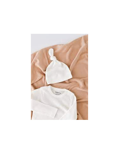 UP-BC-CSYM21510-3,Set 3 piese: bluzita cu maneca lunga, panataloni lungi si caciulita din bumbac organic si modal - Ecru, Baby C