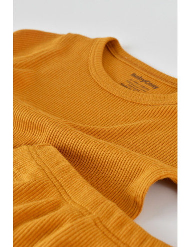 UP-BC-CSYM23500-0,Set 3 piese: body cu maneca lunga, panataloni lungi cu botosei si caciulita din bumbac organic si modal - Must