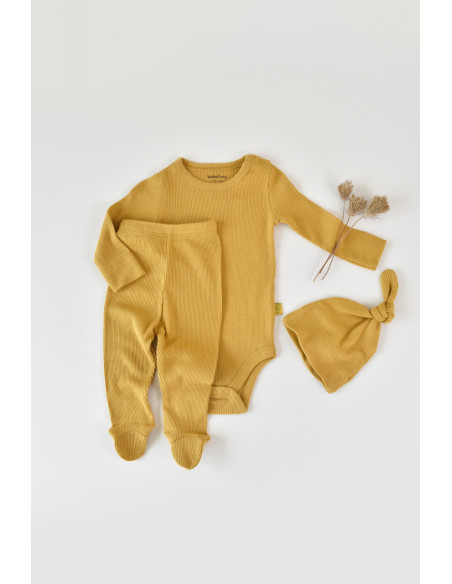 UP-BC-CSYM23505-3,Set 3 piese: body cu maneca lunga, panataloni lungi cu botosei si caciulita din bumbac organic si modal - Sofr