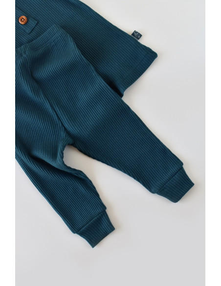 UP-BC-CSYM11508-9,Set bluzita cu maneca lunga si panataloni lungi din bumbac organic si modal - Bleumarin