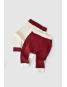 UP-BC-CSYR4001-3,Set 2 pantaloni Ribana Bebe Unisex din bumbac organic si 5%elastan - Ecru/Bordo, Baby Cosy