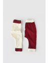 UP-BC-CSYR4001-3,Set 2 pantaloni Ribana Bebe Unisex din bumbac organic si 5%elastan - Ecru/Bordo, Baby Cosy