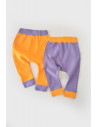 UP-BC-CSYR4002-3,Set 2 pantaloni Ribana Bebe Unisex din bumbac organic si 5%elastan - Galben/Mov