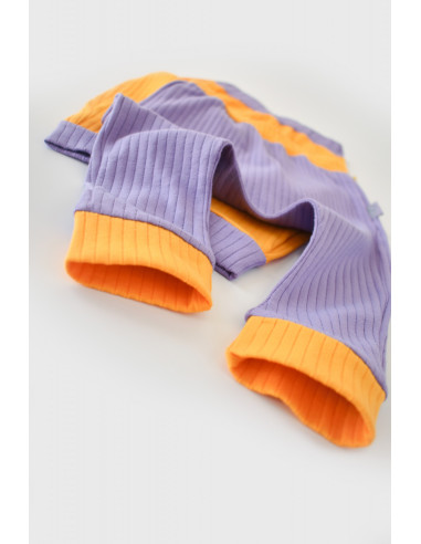 UP-BC-CSYR4002-3,Set 2 pantaloni Ribana Bebe Unisex din bumbac organic si 5%elastan - Galben/Mov