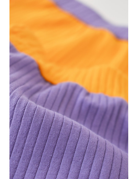 UP-BC-CSYR4002-3,Set 2 pantaloni Ribana Bebe Unisex din bumbac organic si 5%elastan - Galben/Mov
