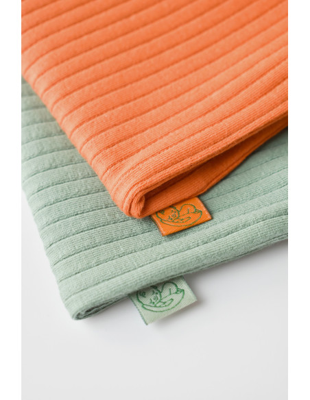 UP-BC-CSYR4100-3,Set 2 body-uri fara maneci Ribana Bebe Unisex din bumbac organic si 5%elastan - Portocaliu/Verde