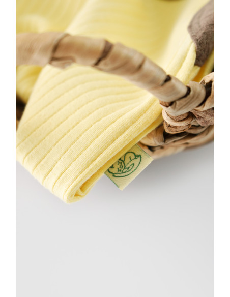 UP-BC-CSYR4103-3,Set 2 body-uri fara maneci Ribana Bebe Unisex din bumbac organic si 5%elastan - Vanilie/Maro