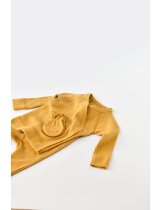 UP-BC-CSYM24500-0,Set 4 piese: bluza, pantaloni, caciulita si manusi din bumbac organic si modal - Mustar, Baby Cosy 2