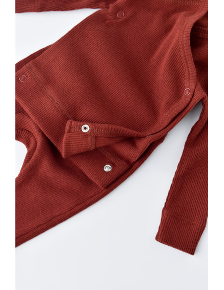UP-BC-CSYM24501-0,Set 4 piese: bluza, pantaloni, caciulita si manusi din bumbac organic si modal - Rosu, Baby Cosy