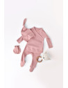 UP-BC-CSYM24502-3,Set 4 piese: bluza, pantaloni, caciulita si manusi din bumbac organic si modal - Rose, Baby Cosy