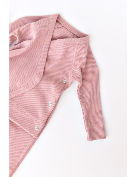 UP-BC-CSYM24502-3,Set 4 piese: bluza, pantaloni, caciulita si manusi din bumbac organic si modal - Rose, Baby Cosy