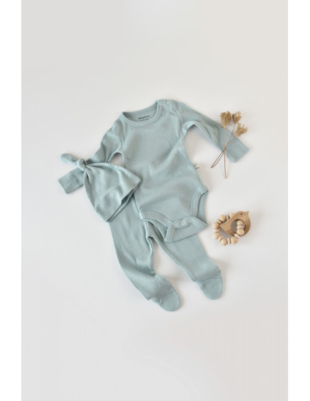 UP-BC-CSYM24509-6,Set 4 piese: bluza, pantaloni, caciulita si manusi din bumbac organic si modal - Mint, Baby Cosy