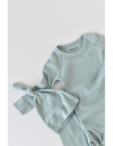 UP-BC-CSYM24509-6,Set 4 piese: bluza, pantaloni, caciulita si manusi din bumbac organic si modal - Mint, Baby Cosy