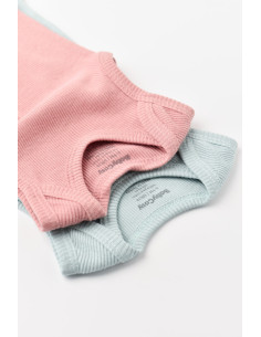 UP-BC-CSYM11108-0,Set 2 body-uri fara maneci bebe unisex din bumbac organic si modal - Mint/Rose, Baby Cosy 2