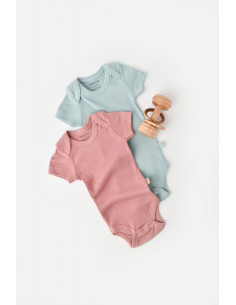 UP-BC-CSYM11208-0,Set 2 body-uri bebe unisex din bumbac organic si modal - Mint/Rose, Baby Cosy 2