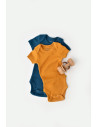 UP-BC-CSYM11210-0,Set 2 body-uri bebe unisex din bumbac organic si modal - Bleumarin/Sofran, Baby Cosy