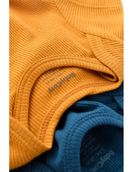 UP-BC-CSYM11210-0,Set 2 body-uri bebe unisex din bumbac organic si modal - Bleumarin/Sofran, Baby Cosy