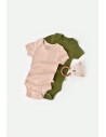 UP-BC-CSYM11212-0,Set 2 body-uri bebe unisex din bumbac organic si modal - Verde/Blush, Baby Cosy