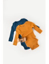 UP-BC-CSYM11310-0,Set 2 body-uri cu maneca lunga bebe unisex din bumbac organic si modal - Bleumarin/Sofran, Baby Cosy