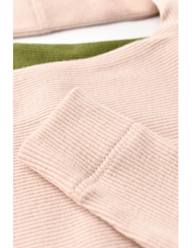 UP-BC-CSYM11312-0,Set 2 body-uri cu maneca lunga bebe unisex din bumbac organic si modal - Verde/Blush, Baby Cosy