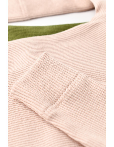 UP-BC-CSYM11312-0,Set 2 body-uri cu maneca lunga bebe unisex din bumbac organic si modal - Verde/Blush, Baby Cosy