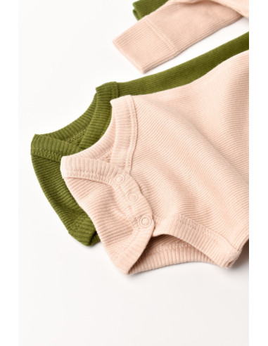 UP-BC-CSYM11312-0,Set 2 body-uri cu maneca lunga bebe unisex din bumbac organic si modal - Verde/Blush, Baby Cosy