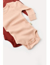 UP-BC-CSYM11313-0,Set 2 body-uri cu maneca lunga bebe unisex din bumbac organic si modal - Caramiziu/Somon, Baby Cosy