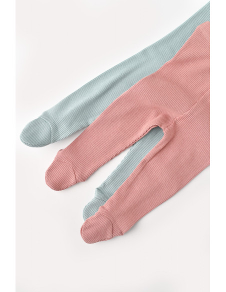 UP-CSYM11600-0,Set 2 pantaloni cu botosei bebe unisex din bumbac organic si modal - Mint/Rose, Baby Cosy