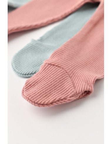 UP-CSYM11600-0,Set 2 pantaloni cu botosei bebe unisex din bumbac organic si modal - Mint/Rose, Baby Cosy