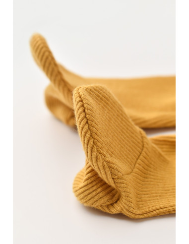UP-CSYM11601-3,Set 2 pantaloni cu botosei bebe unisex din bumbac organic si modal - Mustar/Ecru, Baby Cosy