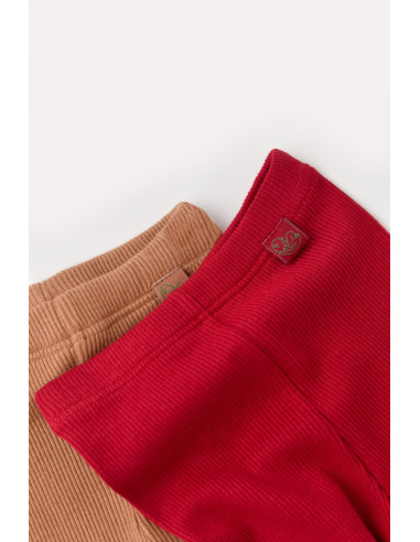 UP-CSYM11603-0,Set 2 pantaloni cu botosei bebe unisex din bumbac organic si modal - Maro/Rosu, Baby Cosy