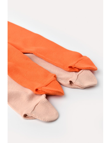 UP-CSYM11606-0,Set 2 pantaloni cu botosei bebe unisex din bumbac organic si modal - Rodie/Piersica, Baby Cosy