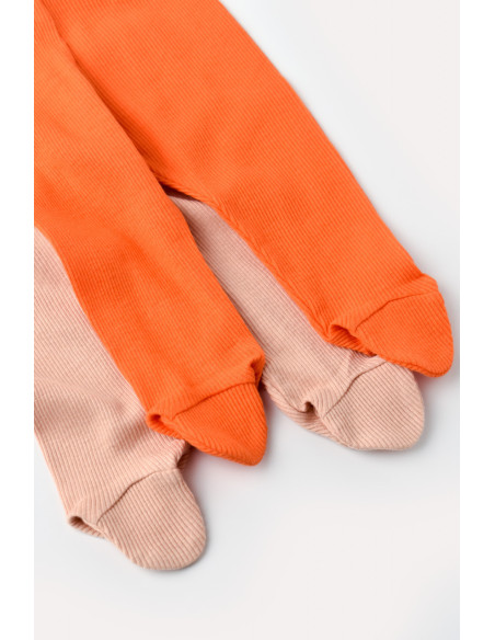 UP-CSYM11606-0,Set 2 pantaloni cu botosei bebe unisex din bumbac organic si modal - Rodie/Piersica, Baby Cosy
