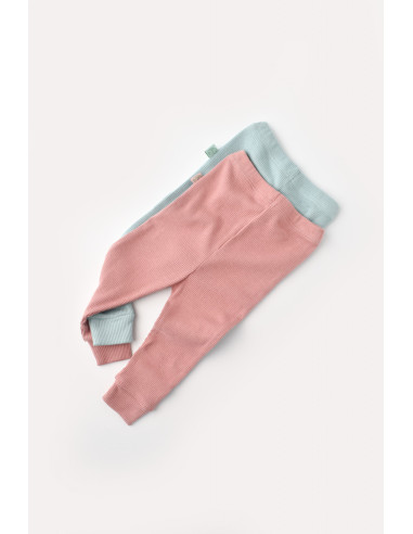 UP-BC-CSYM11607-3,Set 2 pantaloni bebe unisex din bumbac organic si modal - Mint/Rose, Baby Cosy