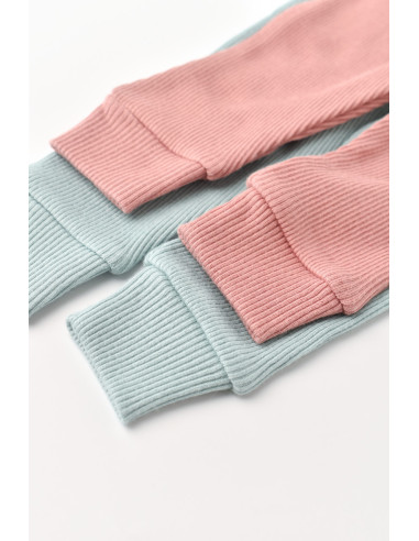 UP-BC-CSYM11607-3,Set 2 pantaloni bebe unisex din bumbac organic si modal - Mint/Rose, Baby Cosy