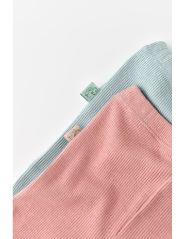 UP-BC-CSYM11607-3,Set 2 pantaloni bebe unisex din bumbac organic si modal - Mint/Rose, Baby Cosy