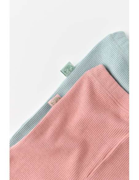 UP-BC-CSYM11607-3,Set 2 pantaloni bebe unisex din bumbac organic si modal - Mint/Rose, Baby Cosy