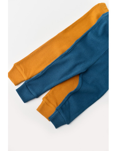 UP-BC-CSYM11609-3,Set 2 pantaloni bebe unisex din bumbac organic si modal - Bleumarin/Sofran, Baby Cosy