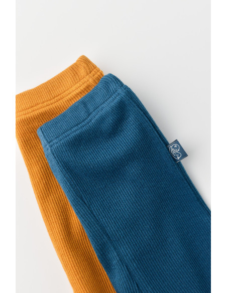 UP-BC-CSYM11609-3,Set 2 pantaloni bebe unisex din bumbac organic si modal - Bleumarin/Sofran, Baby Cosy