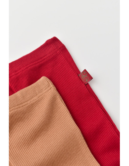 UP-BC-CSYM11610-3,Set 2 pantaloni bebe unisex din bumbac organic si modal - Maro/Rosu, Baby Cosy