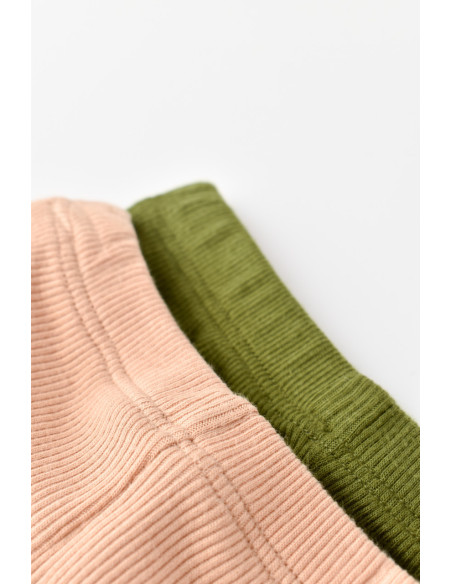 UP-BC-CSYM11611-3,Set 2 pantaloni bebe unisex din bumbac organic si modal - Verde/Blush, Baby Cosy