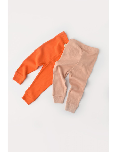 UP-BC-CSYM11613-3,Set 2 pantaloni bebe unisex din bumbac organic si modal - Rodie/Piersica, Baby Cosy