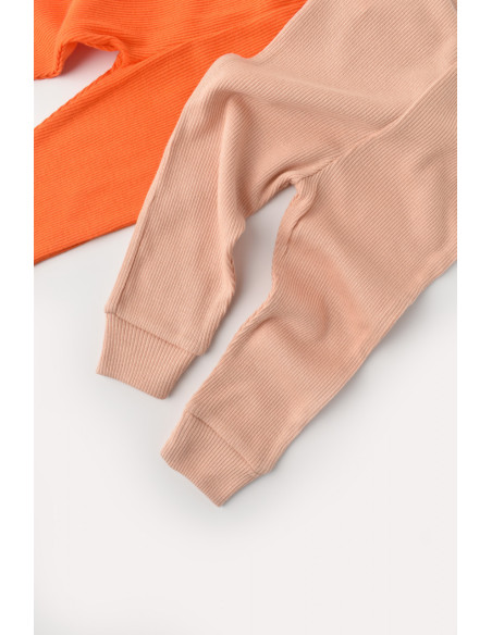 UP-BC-CSYM11613-3,Set 2 pantaloni bebe unisex din bumbac organic si modal - Rodie/Piersica, Baby Cosy