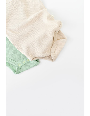 UP-BC-CSYW1000-3,Set 2 body-uri fara maneci bebe unisex -100% bumbac organic - Mint/Stone, Baby Cosy