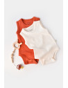 UP-BC-CSYW1001-3,Set 2 body-uri fara maneci bebe unisex -100% bumbac organic -Scortisoara/Ecru, Baby Cosy