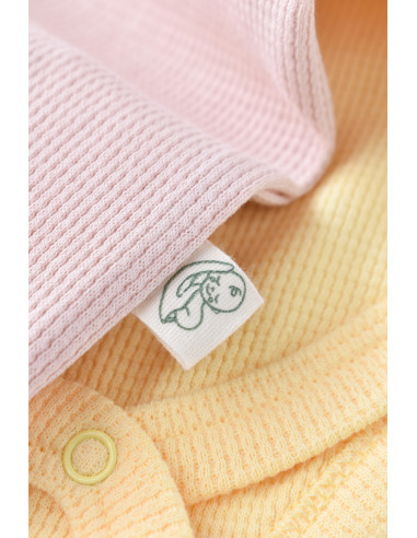 UP-BC-CSYW1002-3,Set 2 body-uri fara maneci bebe unisex -100% bumbac organic - Galben/Roz, Baby Cosy