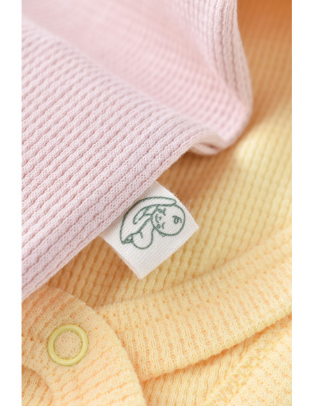 UP-BC-CSYW1002-3,Set 2 body-uri fara maneci bebe unisex -100% bumbac organic - Galben/Roz, Baby Cosy