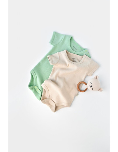 UP-BC-CSYW1003-3,Set 2 body-uri bebe unisex -100% bumbac organic - Mint/Stone, Baby Cosy