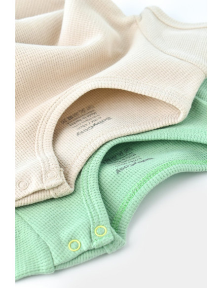 UP-BC-CSYW1003-3,Set 2 body-uri bebe unisex -100% bumbac organic - Mint/Stone, Baby Cosy