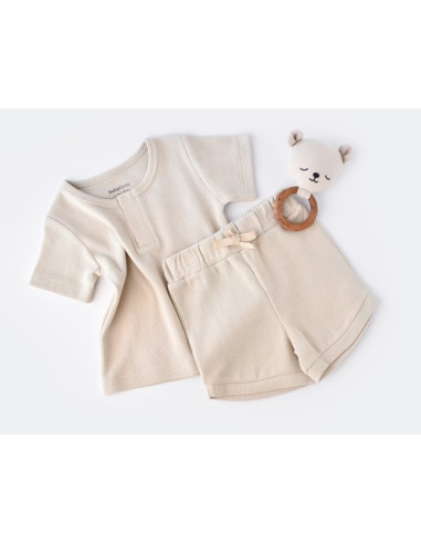 UP-BC-CSYW1018-3,Set tricou cu panataloni scurti - 100% bumbac organic - Stone, Baby Cosy